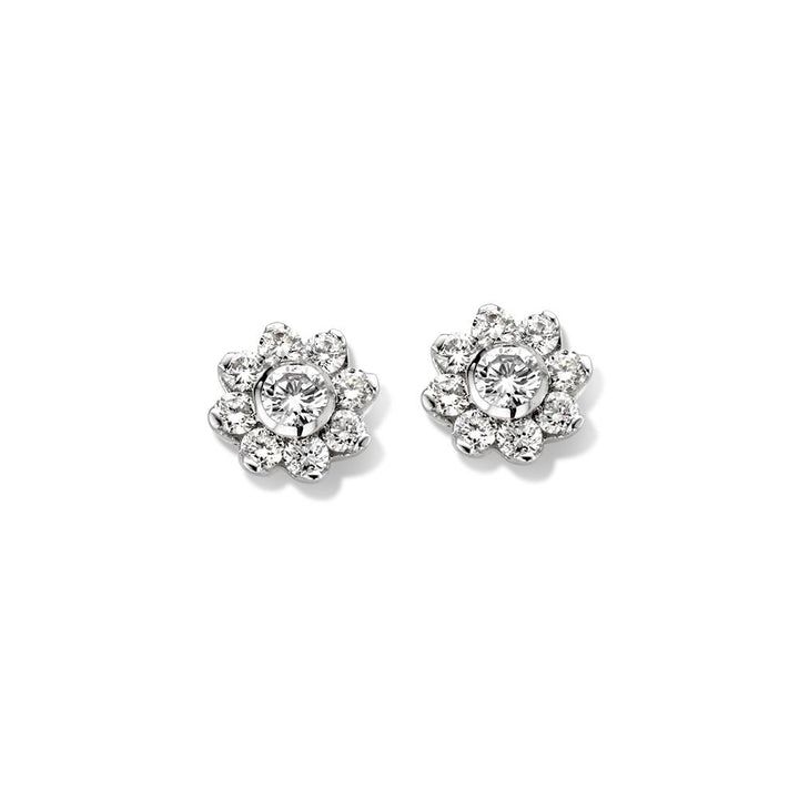 14 Karaat Bicolor Gouden Oorstekers met Briljant - 0,26 crt Diamant