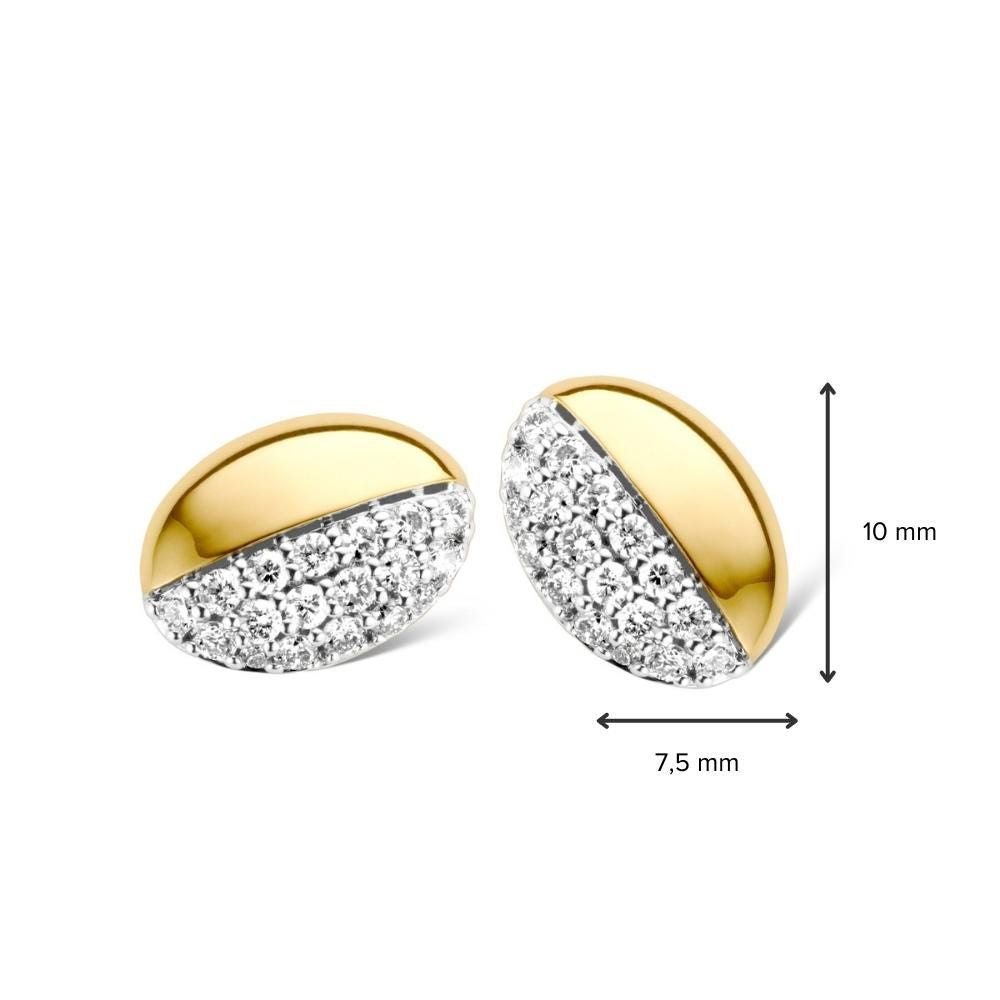 Pendientes de botón bicolor de oro con diamantes brillantes de 0,30 ct