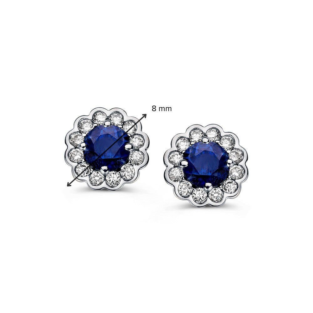 Pendientes de oro amarillo con zafiro y diamante 0,66ct en engaste de entourage