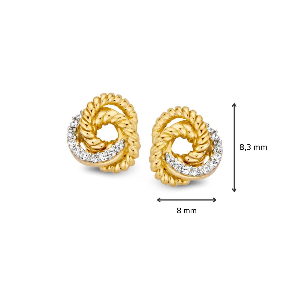 Pendientes de oro amarillo con circonitas - 14 quilates de oro - Envío gratis