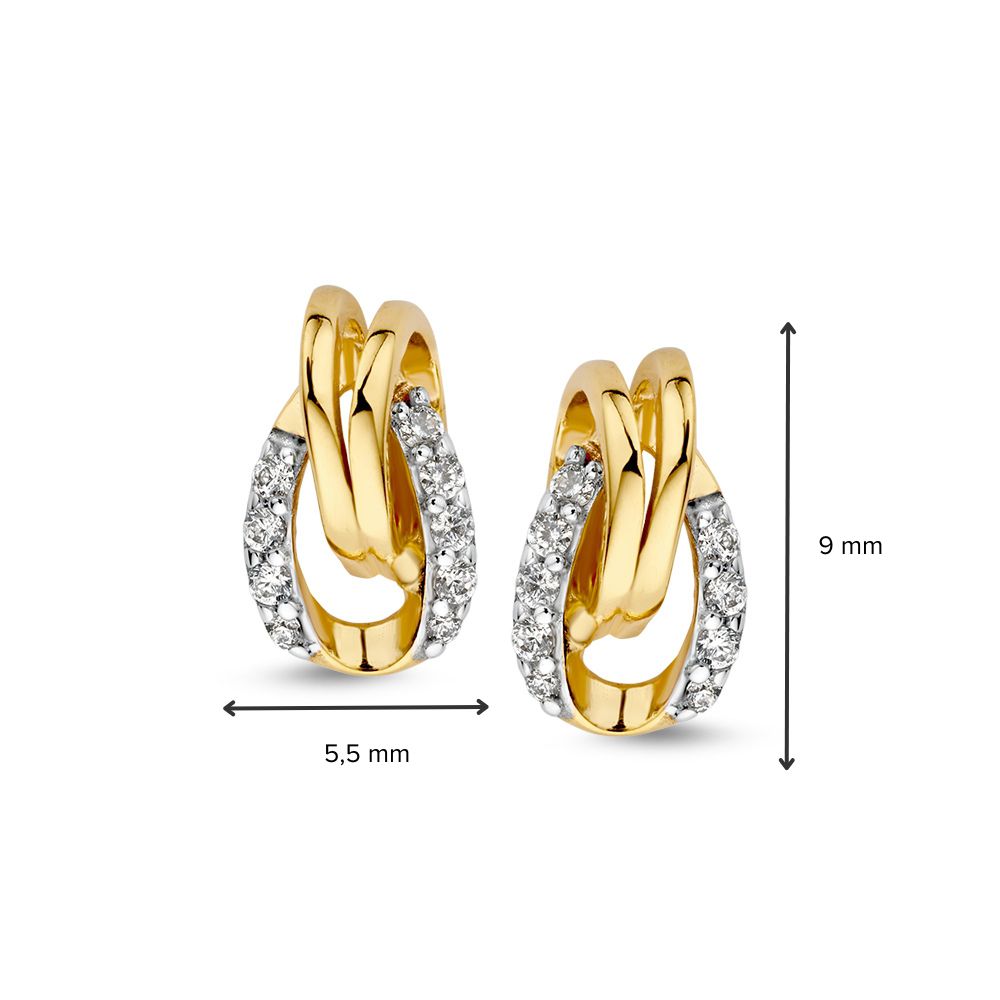 Pendientes de oro bicolor con circonitas - 14K