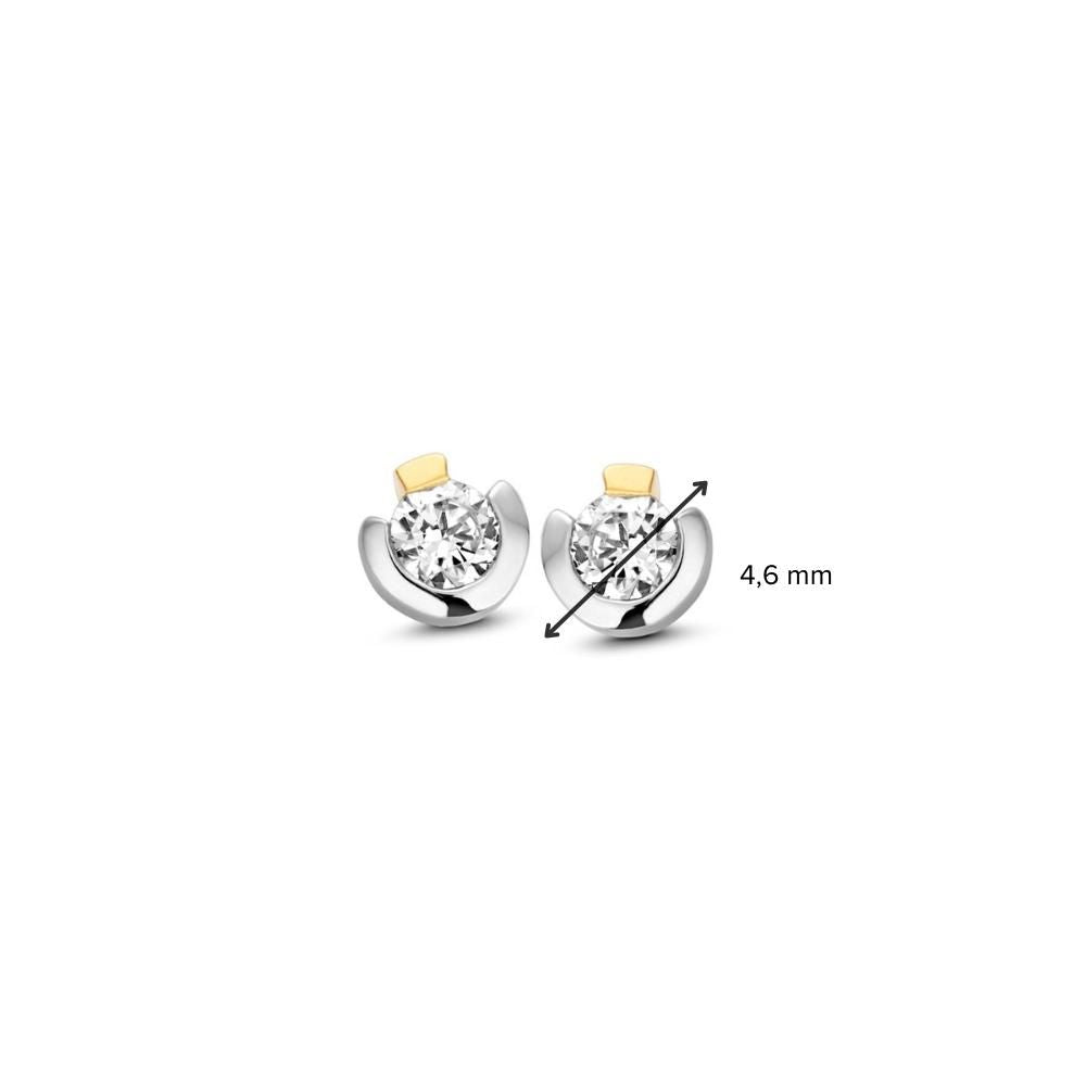 Pendientes bicolor de oro blanco y oro amarillo con circonitas - 14 quilates Poussettes