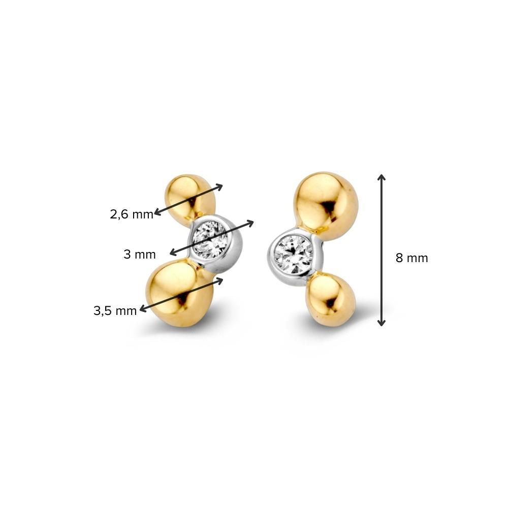 Pendientes de oro amarillo y blanco con circonitas blancas 4,5 mm