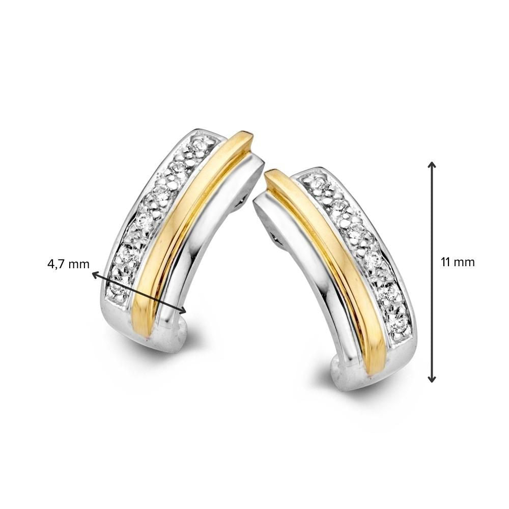 Pendientes de oro bicolor de 14 quilates con circonitas