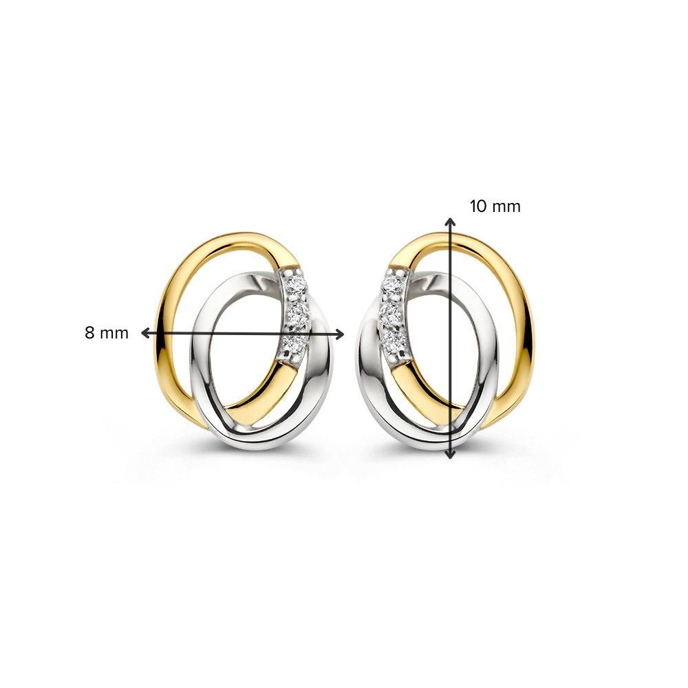 Pendientes de oro bicolor de 14K con circonitas - Accesorios de oreja elegantes para de mujer