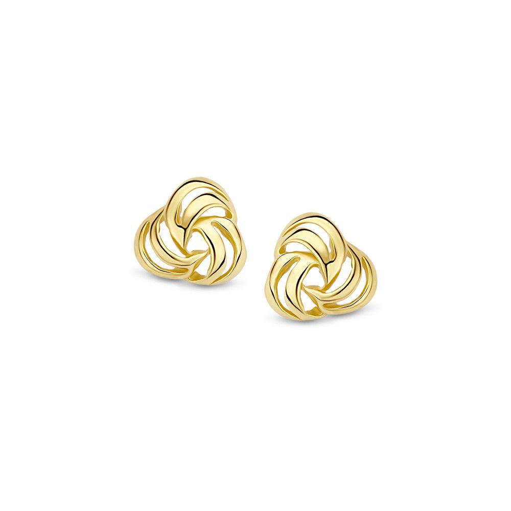 Pendientes de oro amarillo de 14K con diseño minimalista y forma ondulada de 7.3 mm.