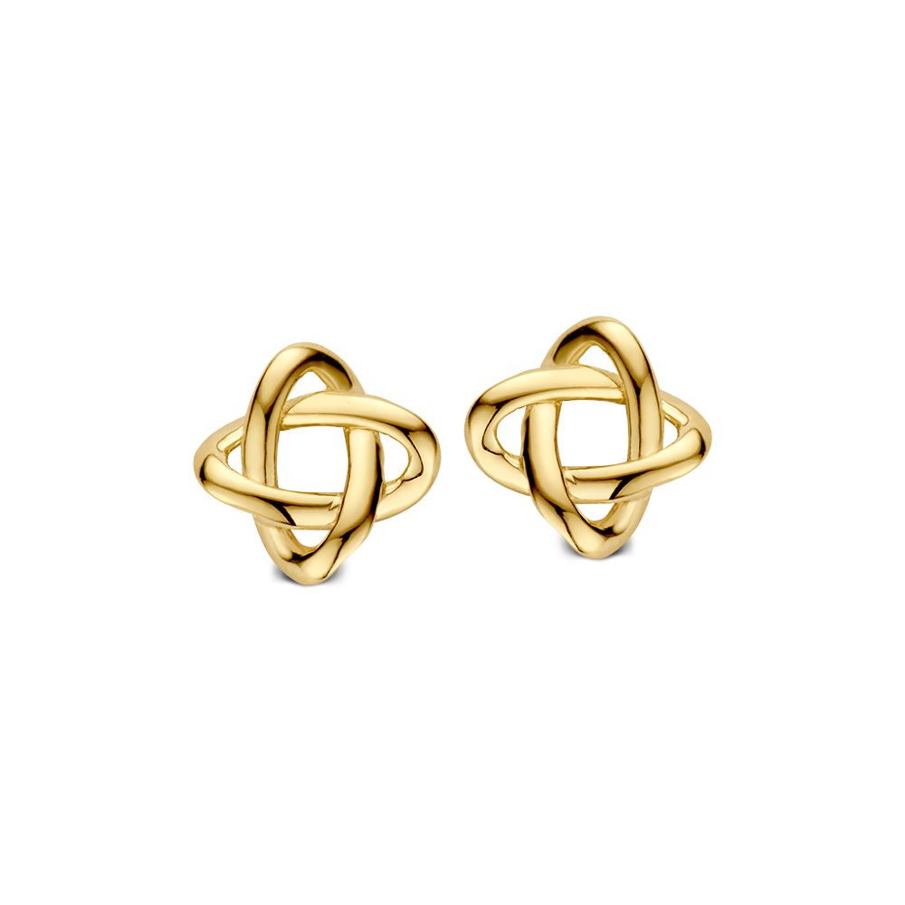 Pendientes de oro amarillo en diseño trenzado.
