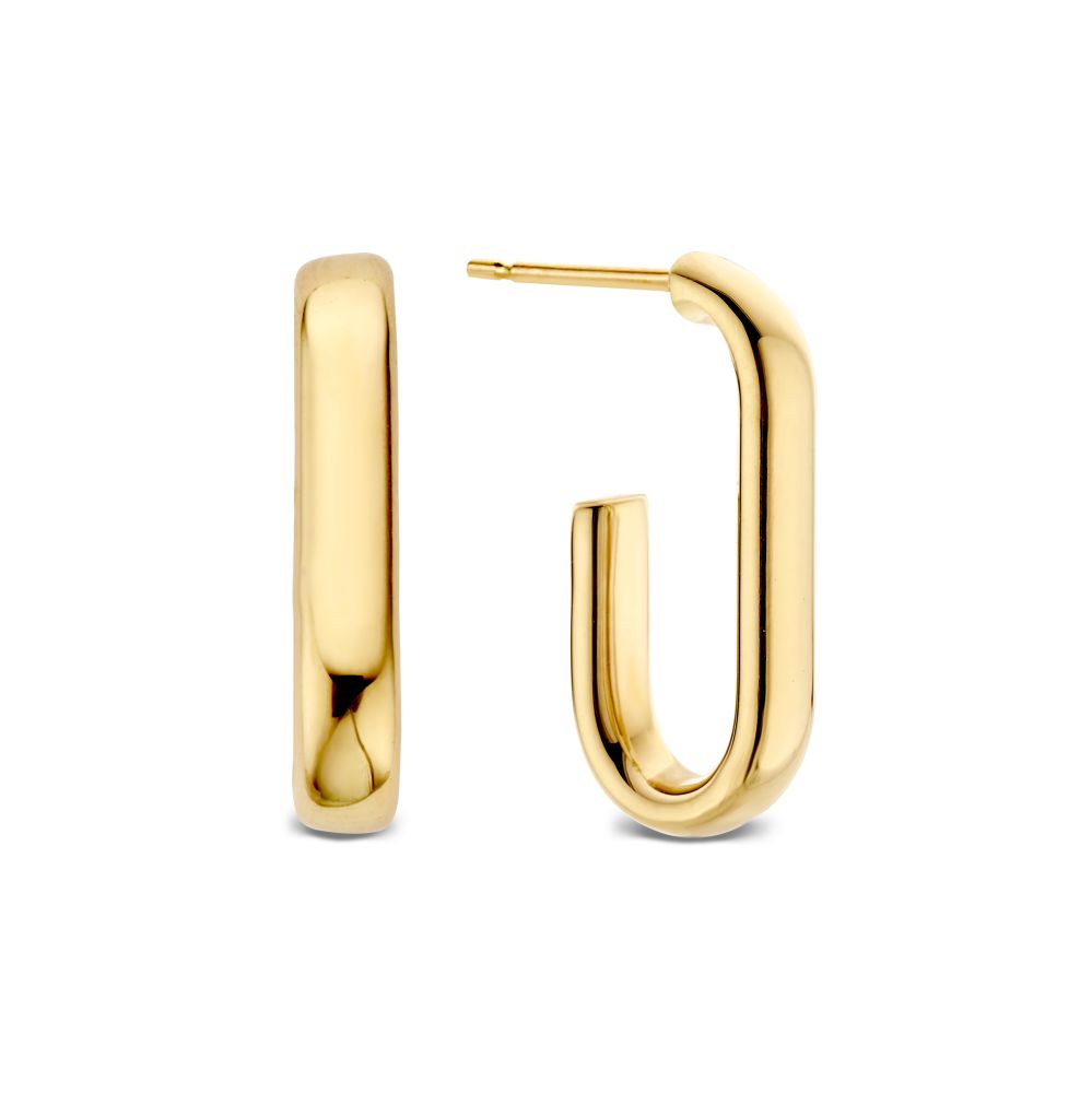 Aros de oro amarillo de 14 quilates con diseño ovalado, 21 mm x 4 mm.