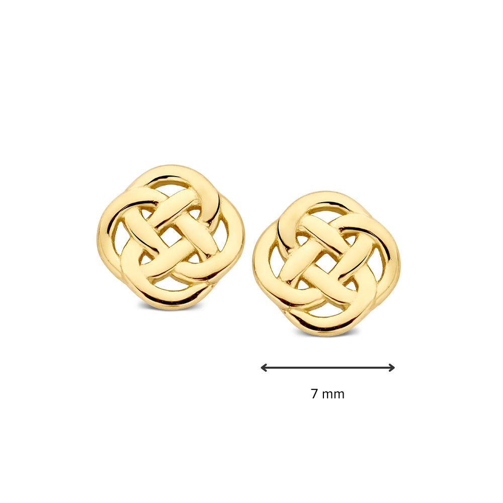 Pendientes de oro amarillo con patrón trenzado – Pendientes elegantes de mujer - Van der Kooij