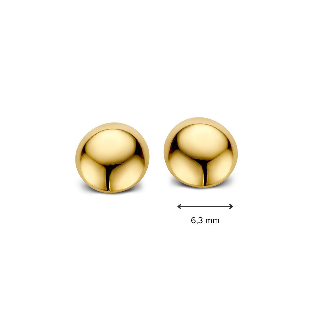 Pendientes de botón de oro amarillo con forma de media esfera