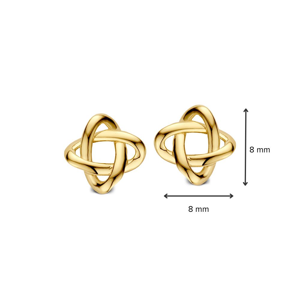 Pendientes de oro amarillo de 14K, modelo trenzado