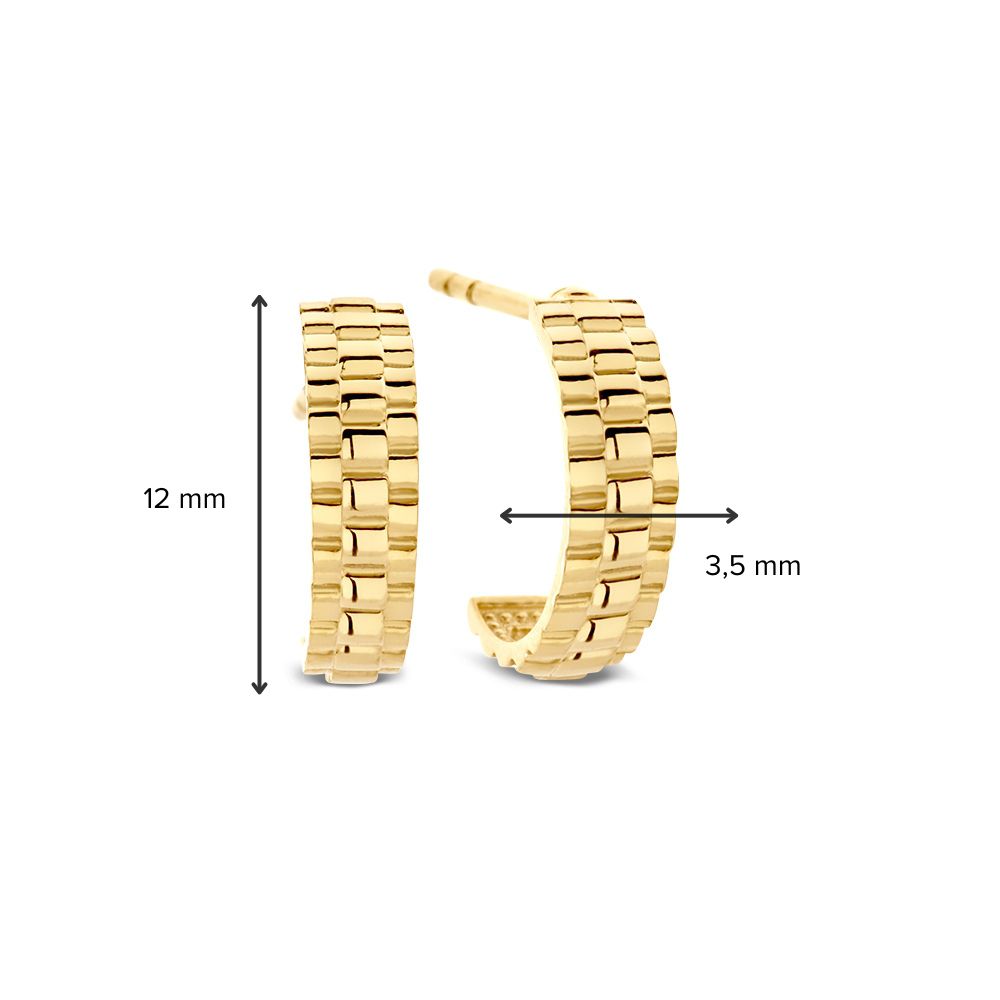 Pendientes de oro amarillo con 'eslabón Rolex' – Pendientes elegantes y refinados - Van der Kooij