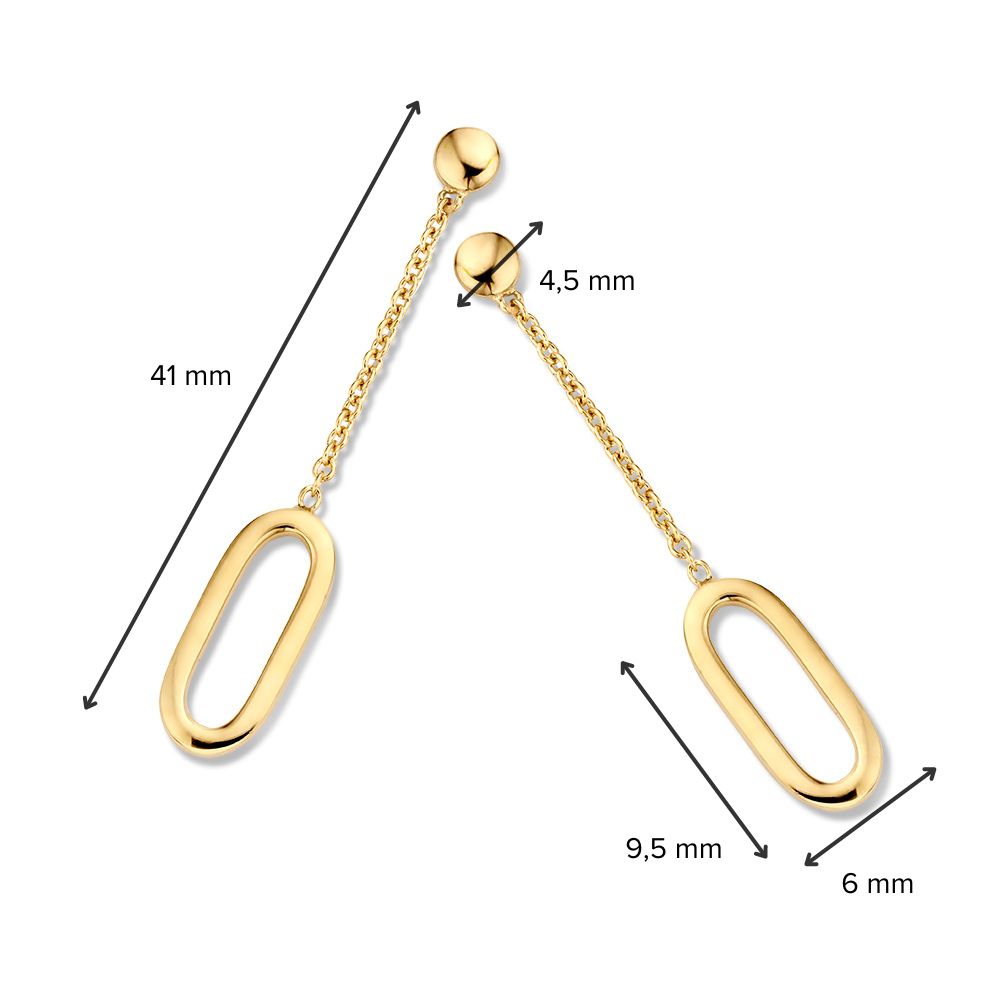 Pendientes de oro amarillo con colgantes largos de 40mm