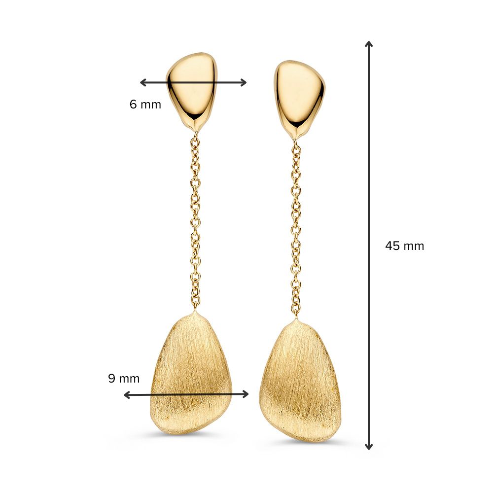 Pendientes de oro amarillo elegantes con forma orgánica en oro de 14 quilates