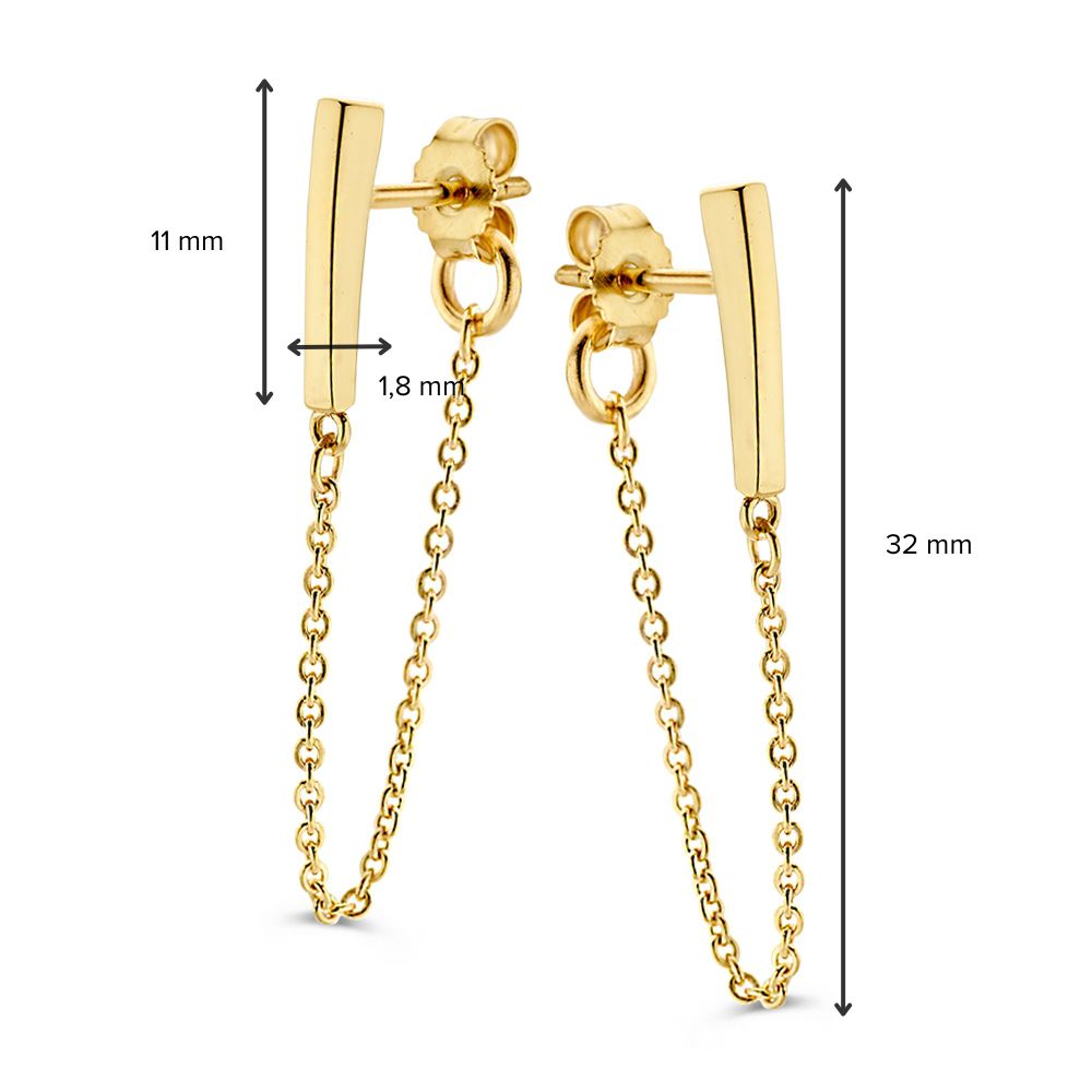 Pendientes de oro amarillo de 14K con circonitas y collar de oro