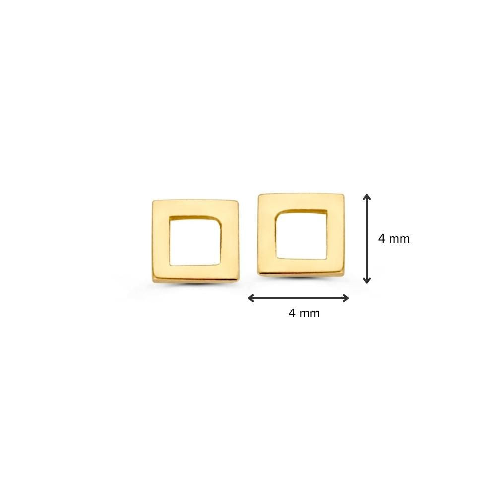 Pendientes de oro amarillo en diseño cuadrado - Elegante y atemporal - Van der Kooij
