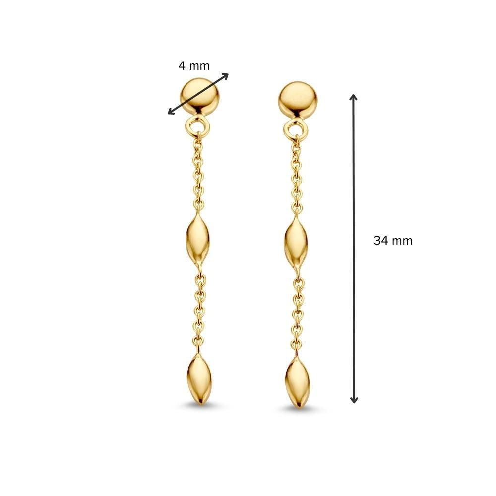Pendientes de oro amarillo de 14 quilates de 34 mm – Pendientes refinados y atemporales de mujer