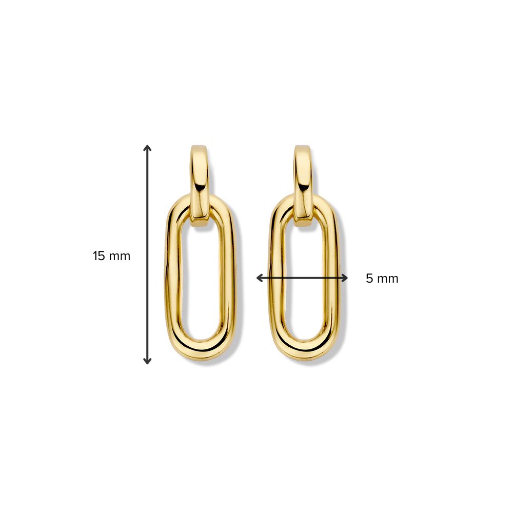 Pendientes de oro amarillo de 14K con eslabón tipo paperclip