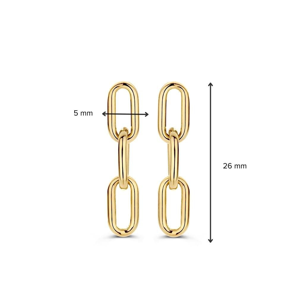 Pendientes de oro amarillo con eslabones de clip en oro de 14 quilates