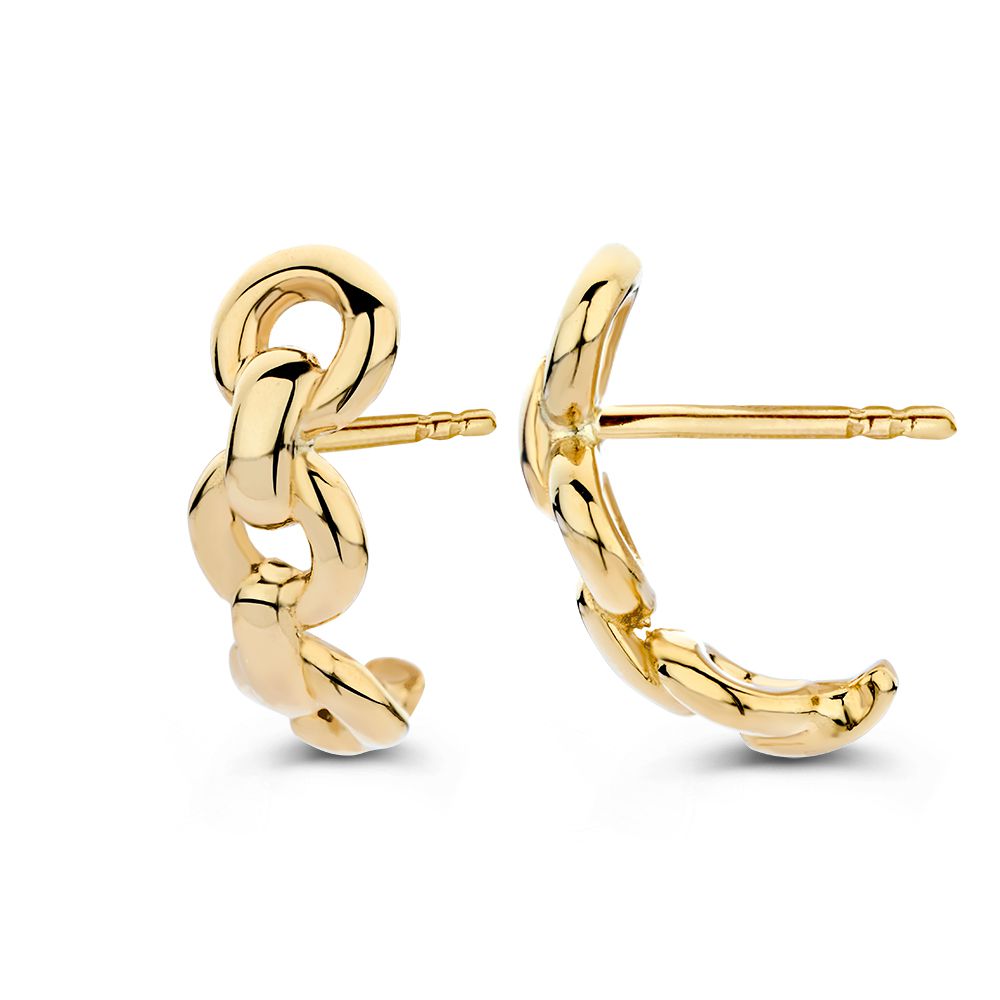 Pendientes de oro amarillo con patrón de eslabones en oro de 14 quilates