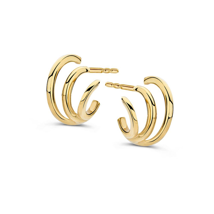 14K Geelgouden Oorstekers – Drie Ringen in Eén Design