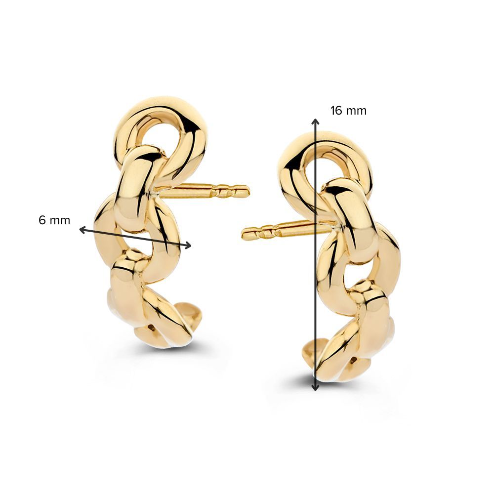 Pendientes de oro amarillo con patrón de eslabones en oro de 14 quilates