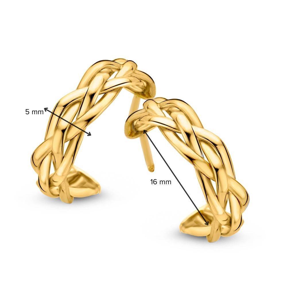 Aros de oro amarillo trenzados con cierre