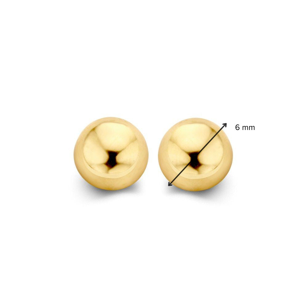 Geelgouden Oorstekers 14K met Poussettes - 6mm, Minimalistisch Design