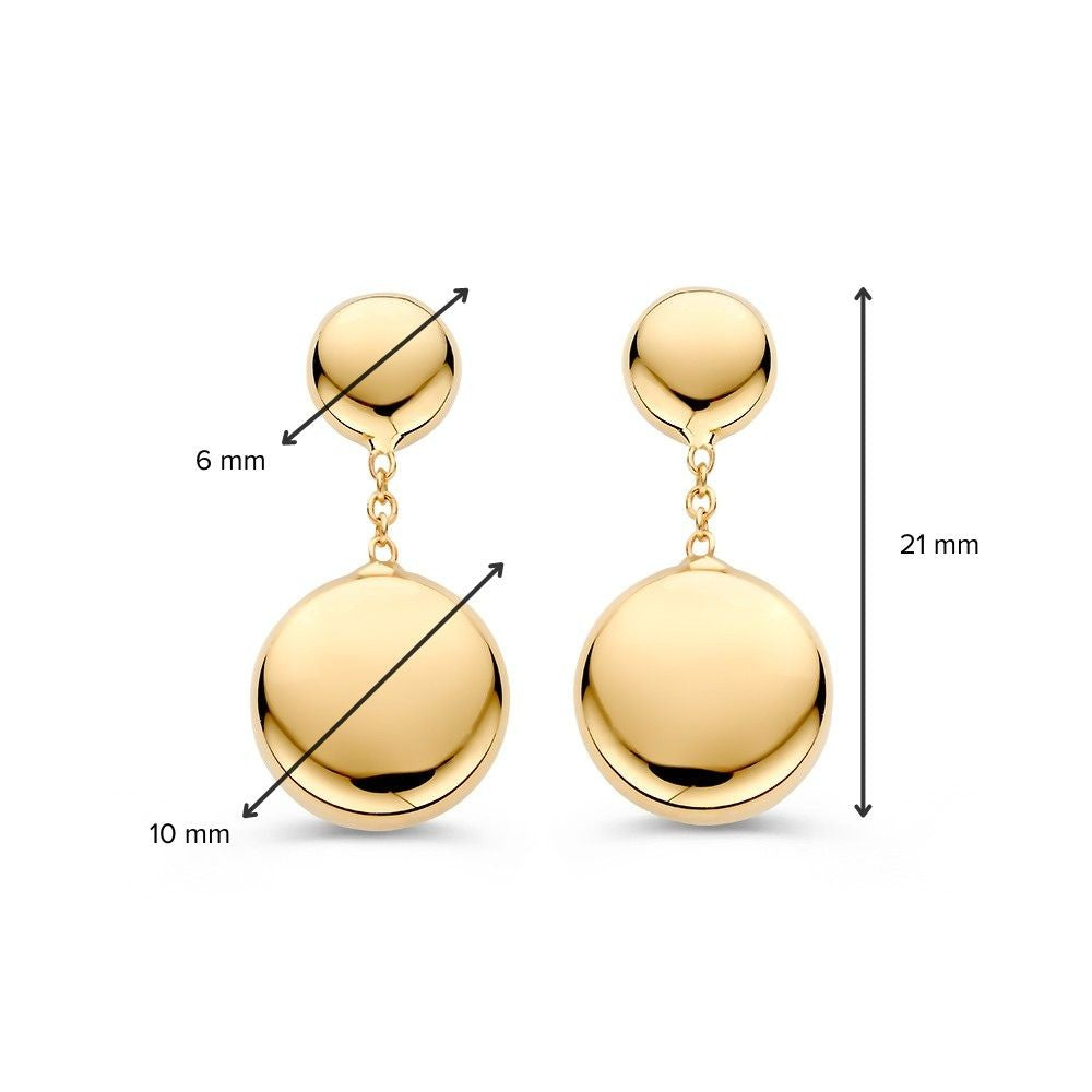 Pendientes de oro amarillo con elementos colgantes en oro de 14 quilates