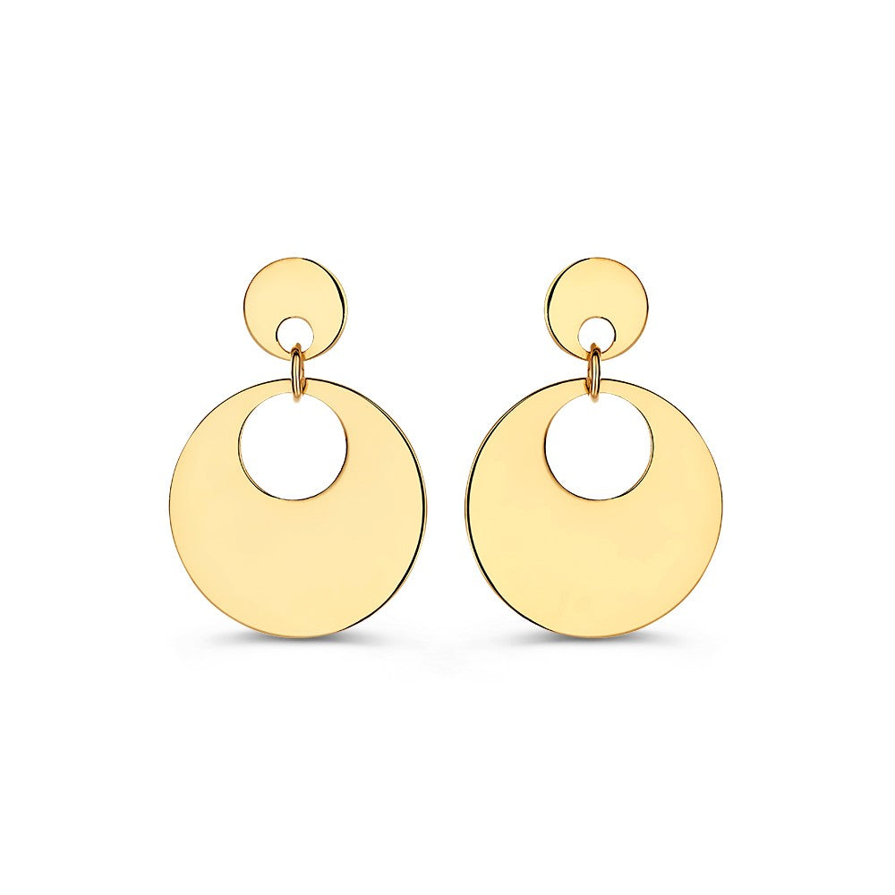 Pendientes de aro amarillos con elementos colgantes en oro de 14 quilates.