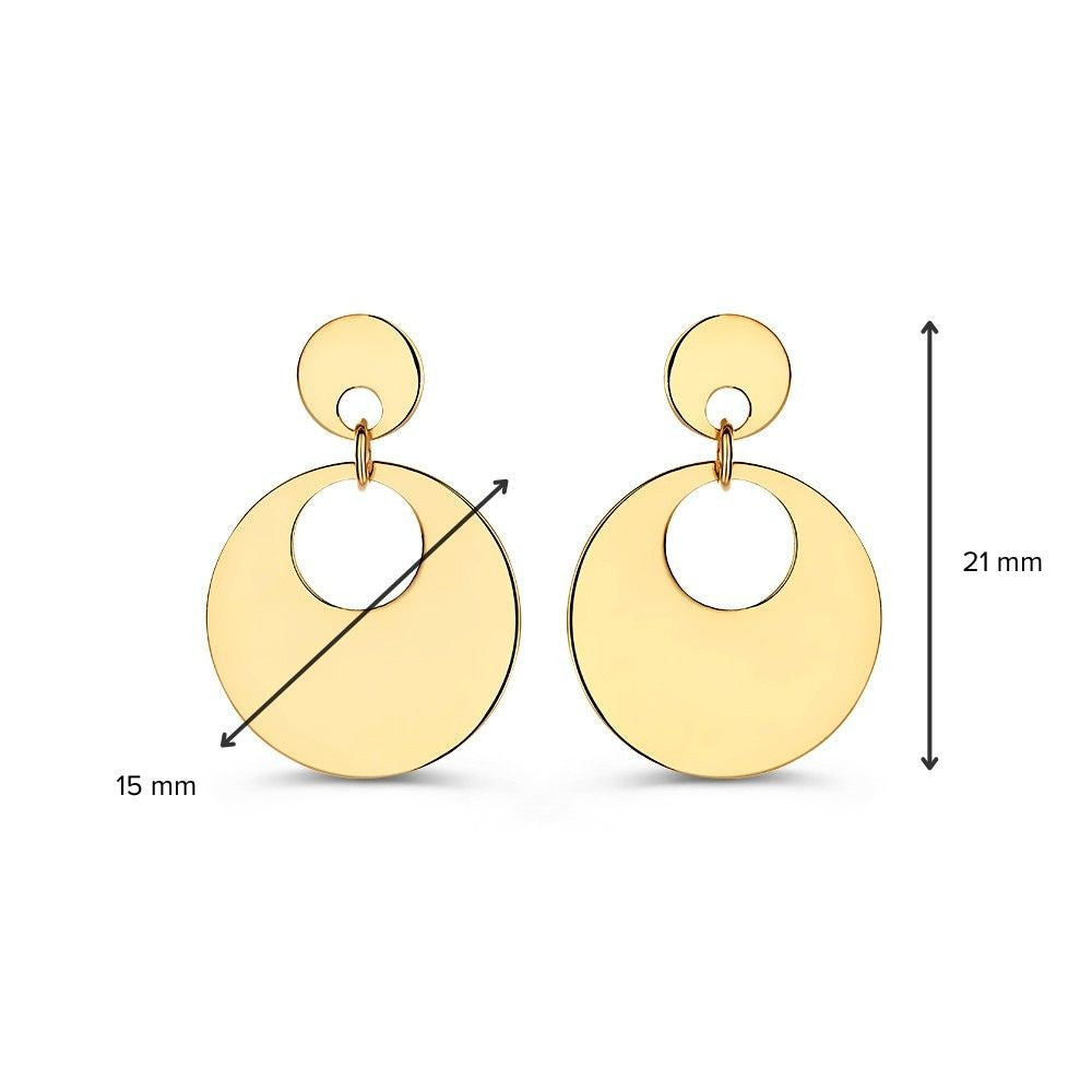 Pendientes de oro amarillo juguetones con elementos colgantes en oro de 14 quilates
