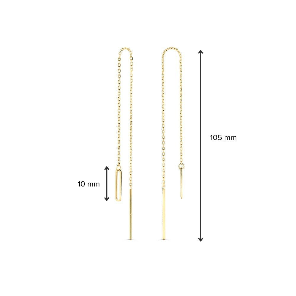 Pendientes largos con charms ovalados en oro amarillo de 14 quilates