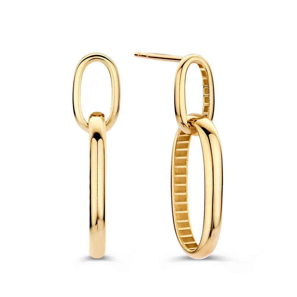 Largos Aros de Oro Amarillo con Eslabones Ovalados – Elegancia Sutil