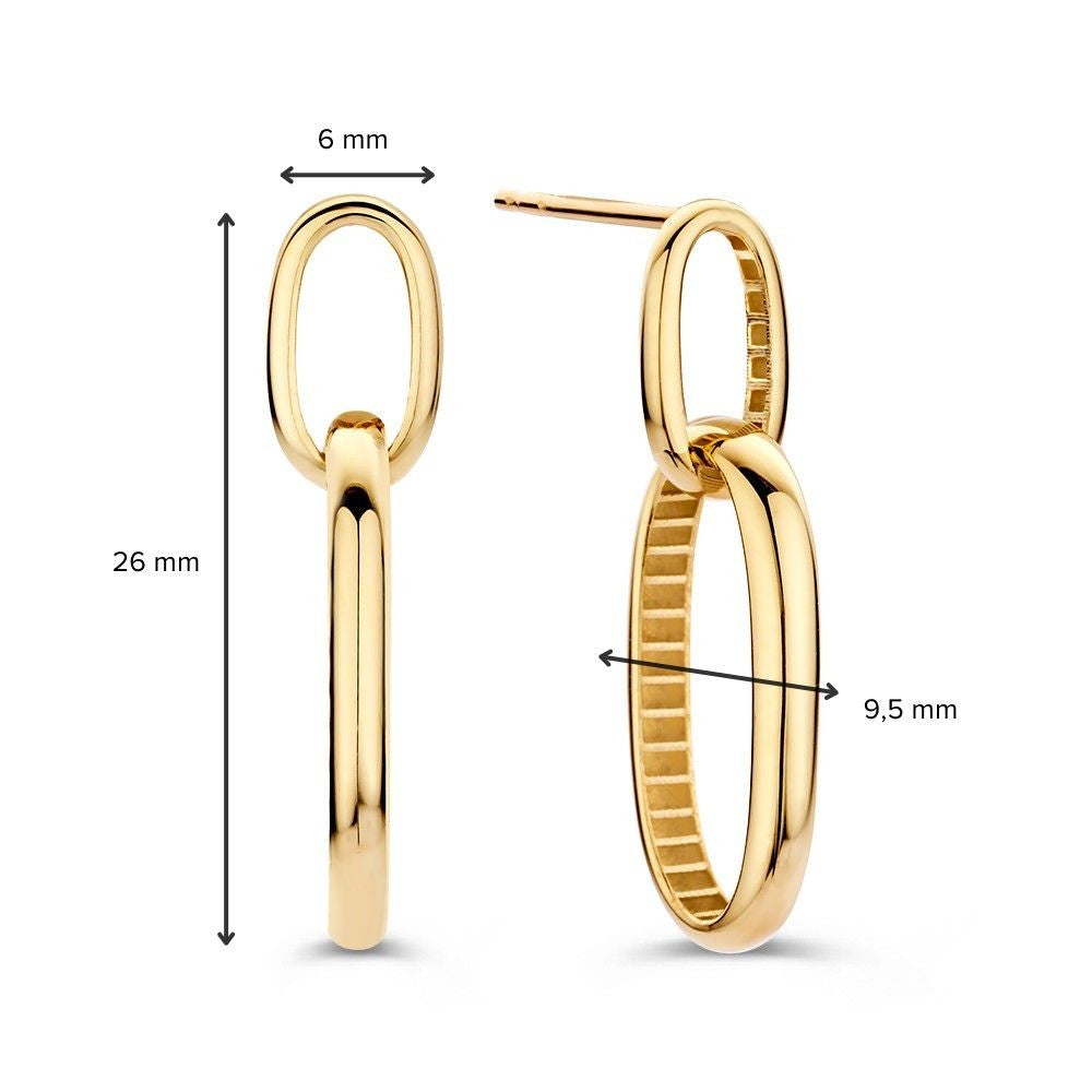 Largos Aros de Oro Amarillo con Eslabones Ovalados – Elegancia Sutil