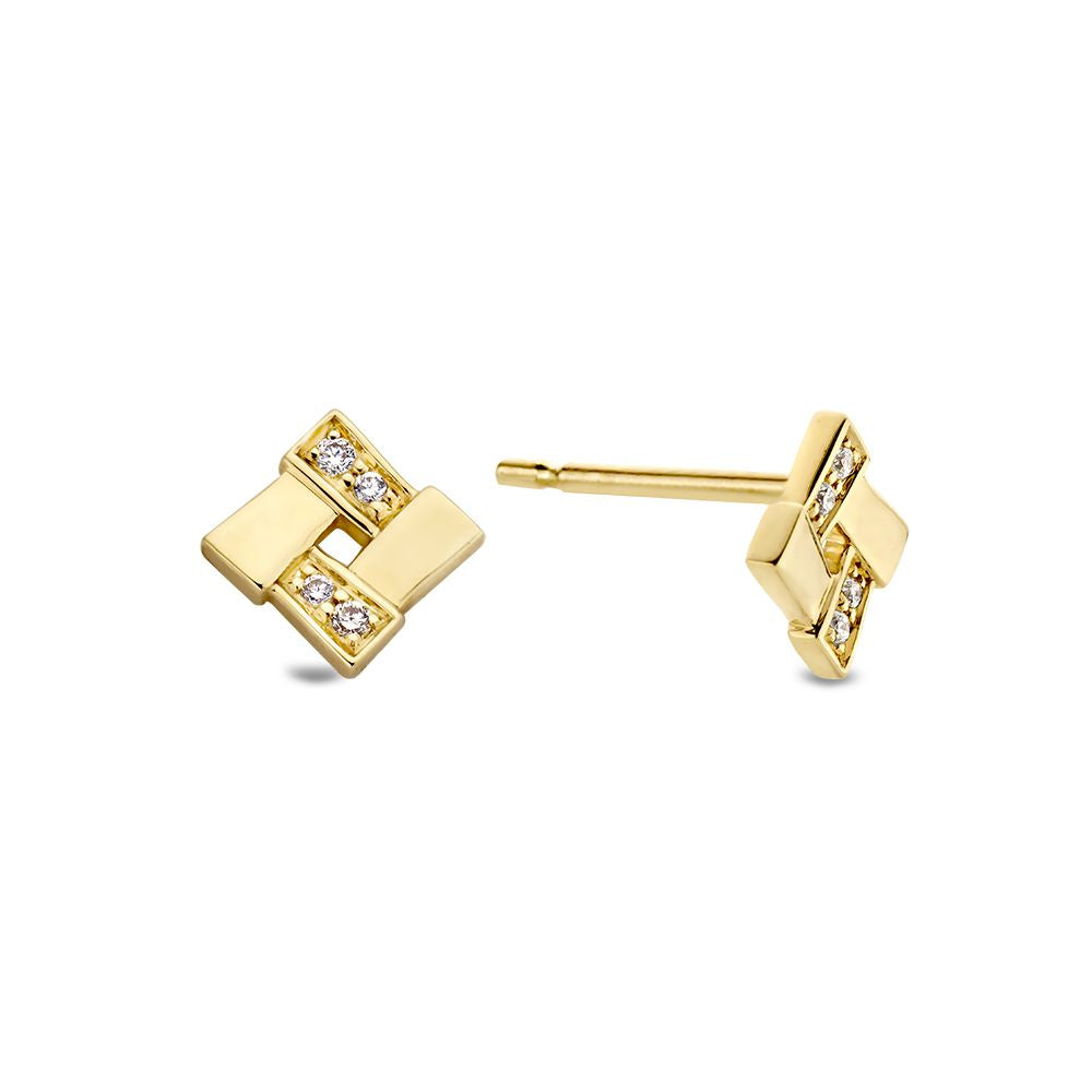 Pendientes de oro amarillo con diamante en oro de 14 quilates