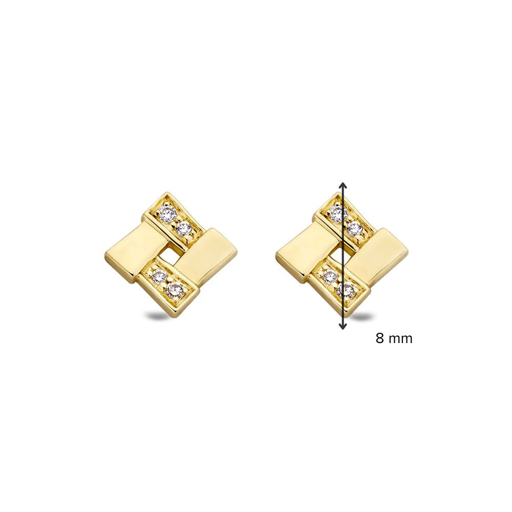 Pendientes de oro amarillo con diamante en oro de 14 quilates