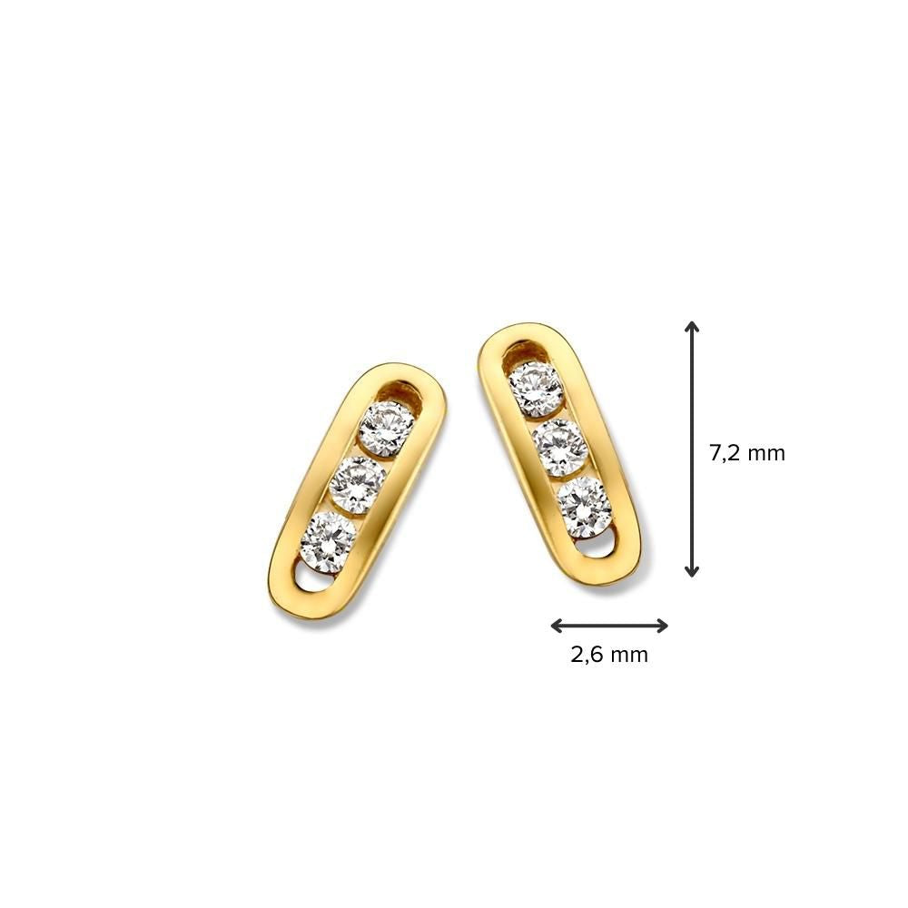 Pendientes de oro amarillo con diamante en oro de 14 quilates