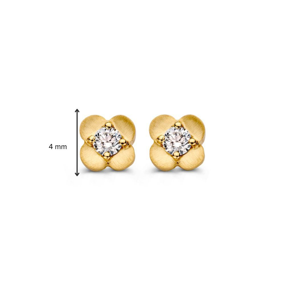 Pendientes de botón en oro amarillo con diamante en oro de 14 quilates