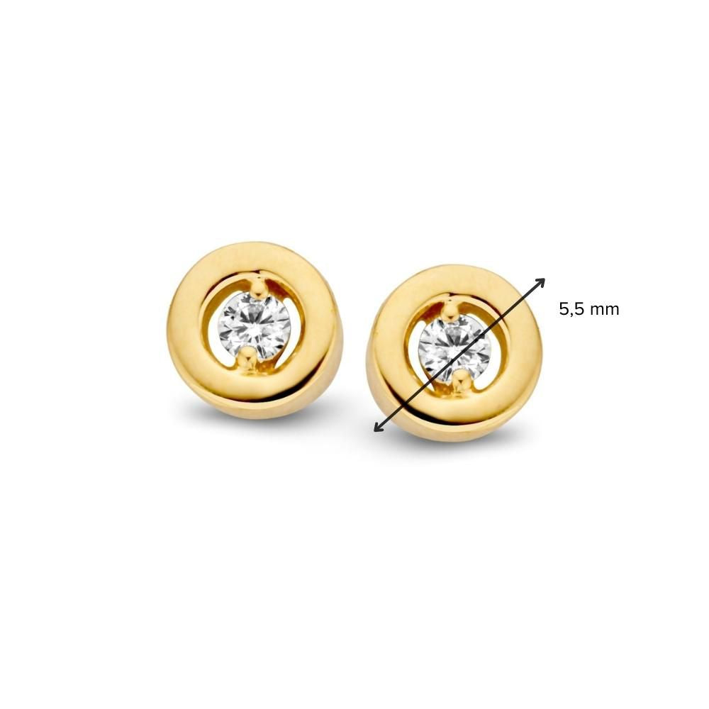 Pendientes de oro amarillo con brillante en engaste ajustado – 14 quilates de oro