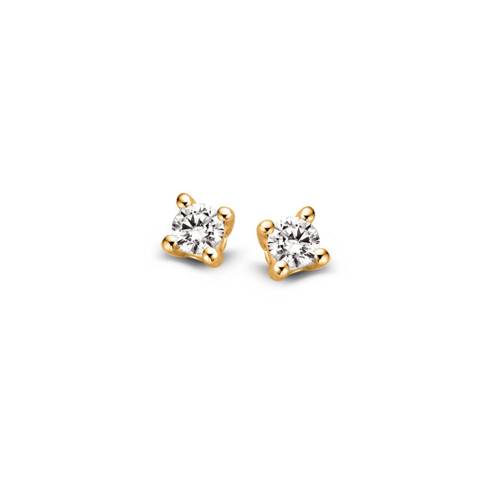 Pendientes de oro amarillo con dos diamantes de 0,05 crt cada uno.