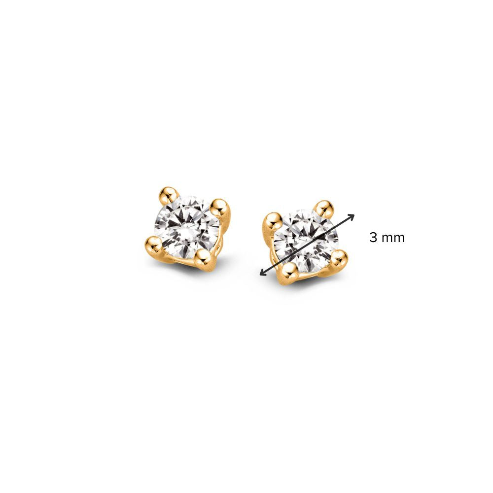 Pendientes de botón de oro amarillo con 2 diamantes de 0,10 crt. – Refinado y Atemporal