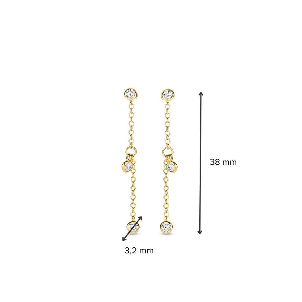 Espléndidos Pendientes Colgantes de Oro Amarillo con Diamantes Danza de 0,24 crt.