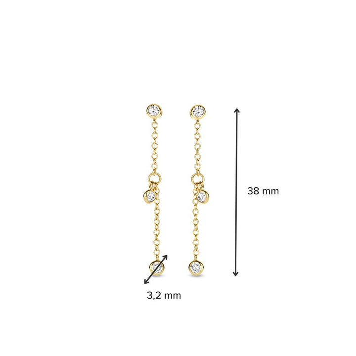 Schitterende Geelgouden Hangende Oorstekers met Dansende Diamanten van 0,24 crt.