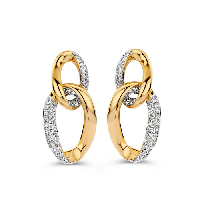 Luxe Geelgouden Oorbellen met Diamanten – Elegantie en Schittering in Één
