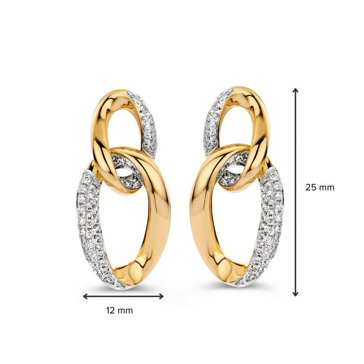 Luxe Geelgouden Oorbellen met Diamanten – Elegantie en Schittering in Één