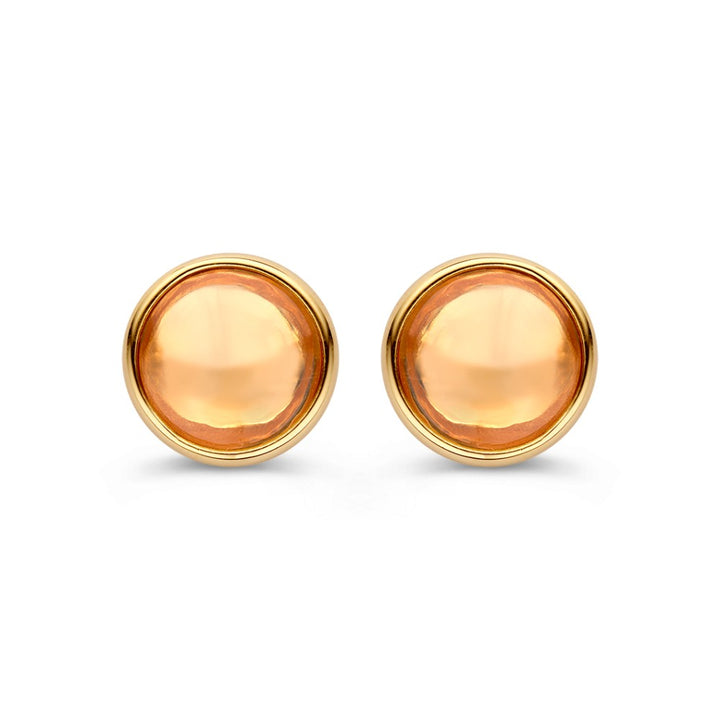 Geelgouden Oorstekers met Citrien – Stralende Oranje Accenten voor Dames