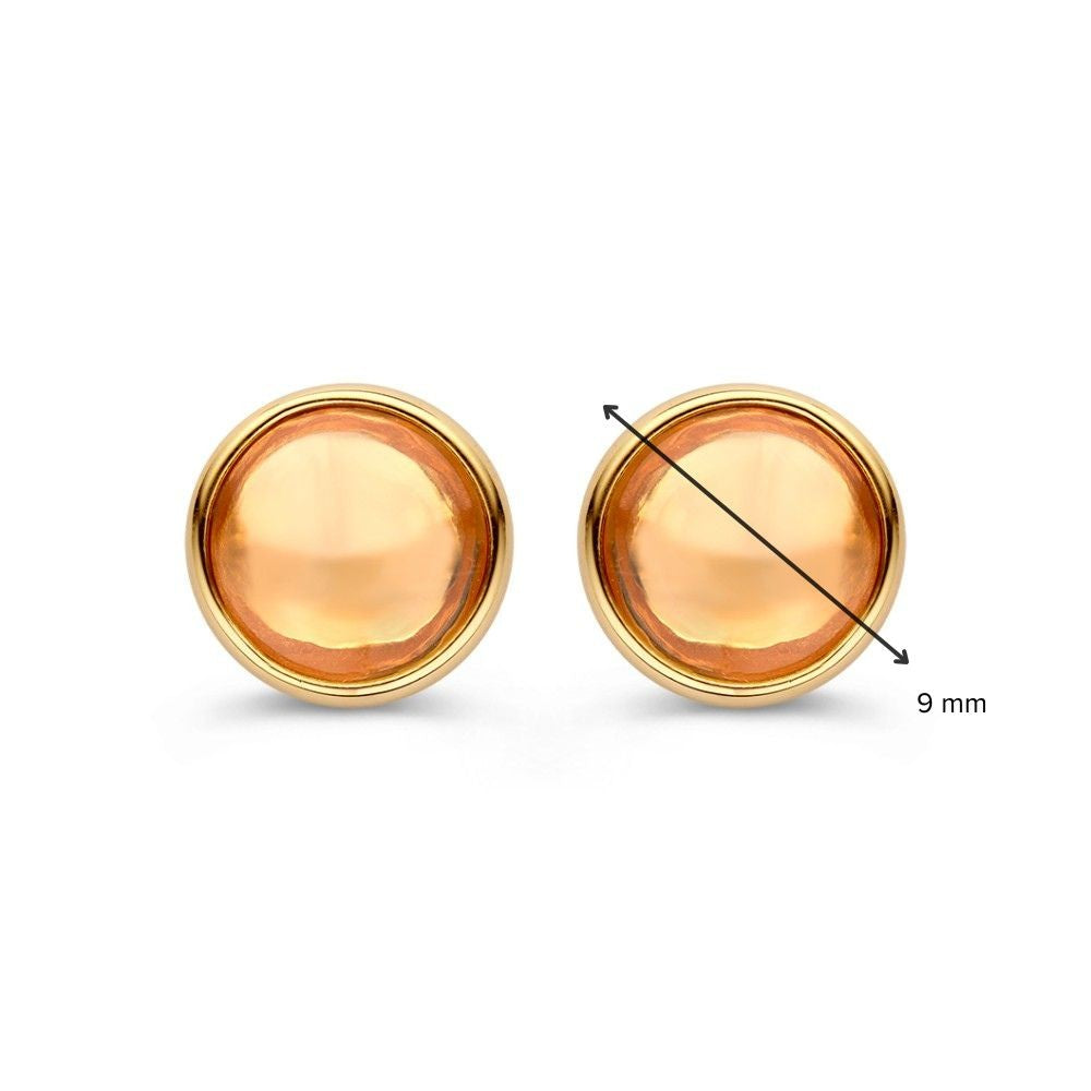 Pendientes de oro amarillo con citrino – Brillantes acentos naranjas para de mujer