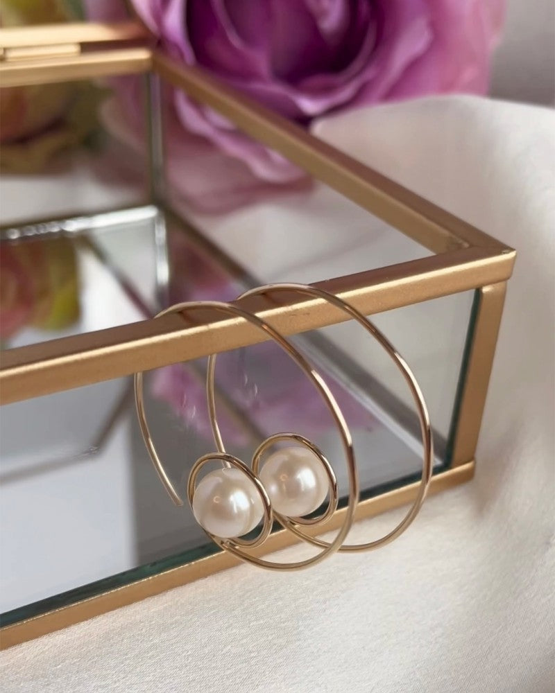 Pendientes de oro amarillo llamativos con perla Eyecatcher 14 quilates