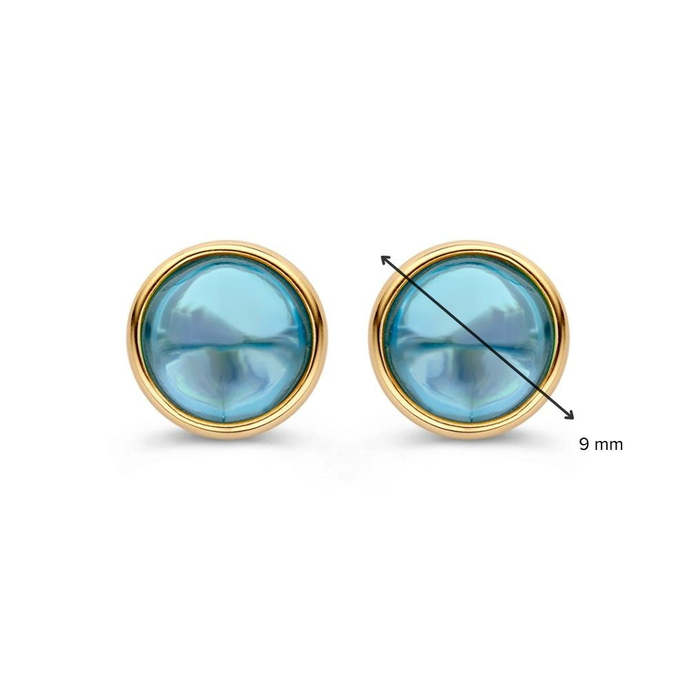 Elegantes Aros de Oro Amarillo con Espumoso Topacio de 14 Quilates