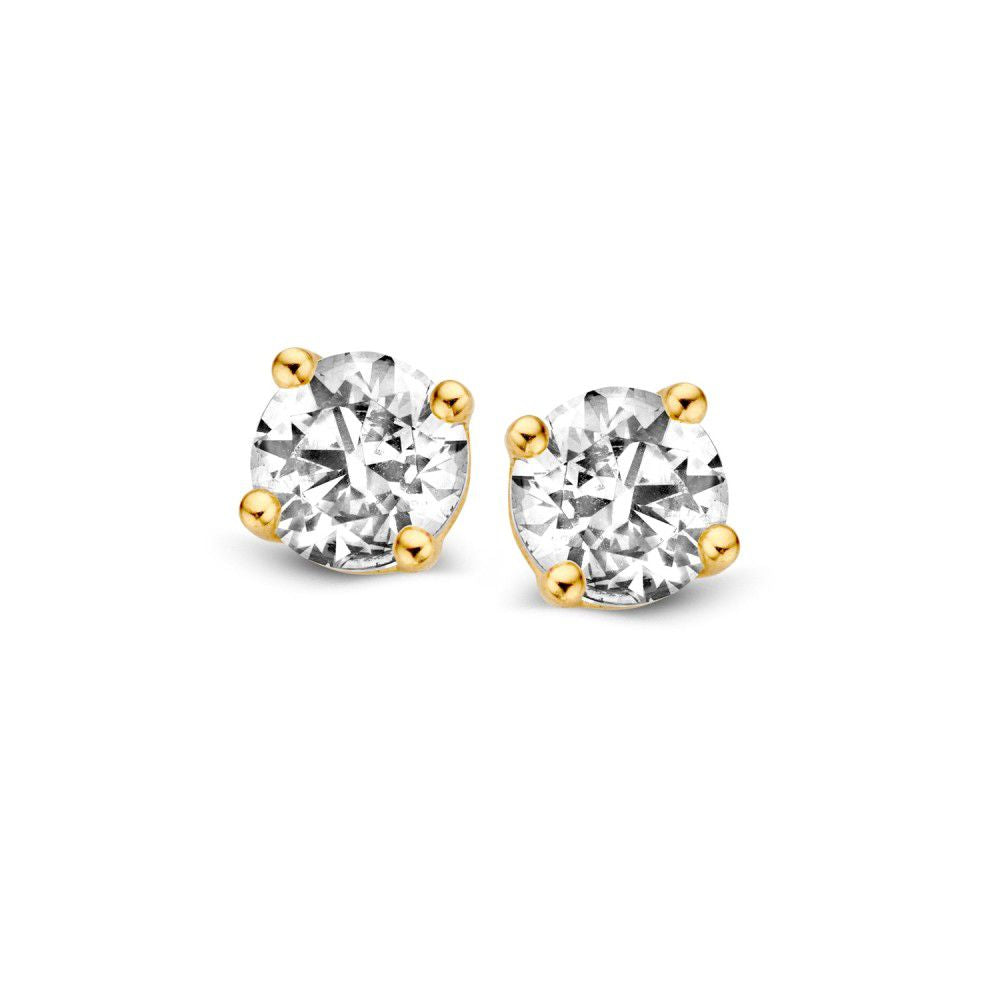 Pendientes de oro amarillo de 14 quilates con circonitas blancas.